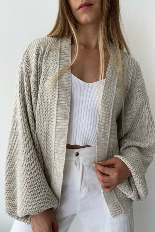 Casaco de Tricot Feminino Ombro Caído
