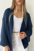 Casaco de Tricot Feminino Ombro Caído