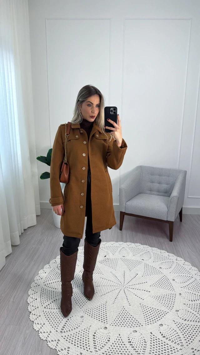 Casaco Trench Coat de Lã Batida Berlim – Elegância e Conforto