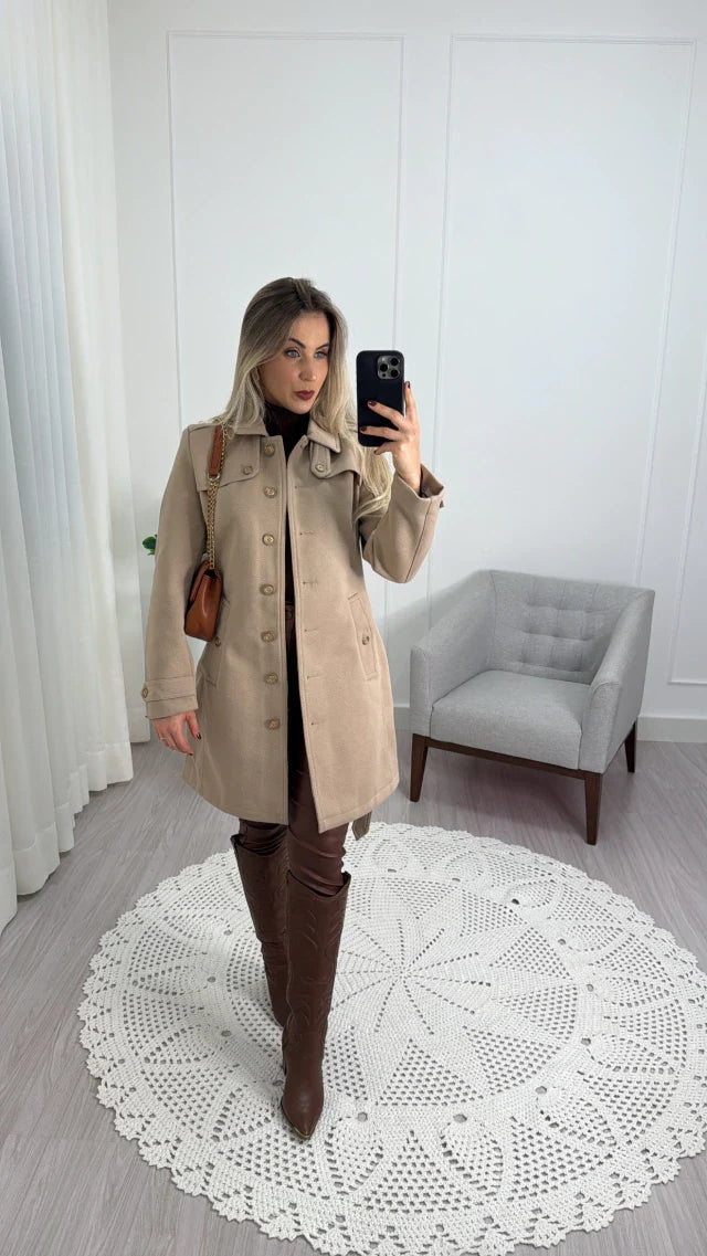 Casaco Trench Coat de Lã Batida Berlim – Elegância e Conforto