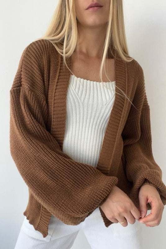 Casaco de Tricot Feminino Ombro Caído