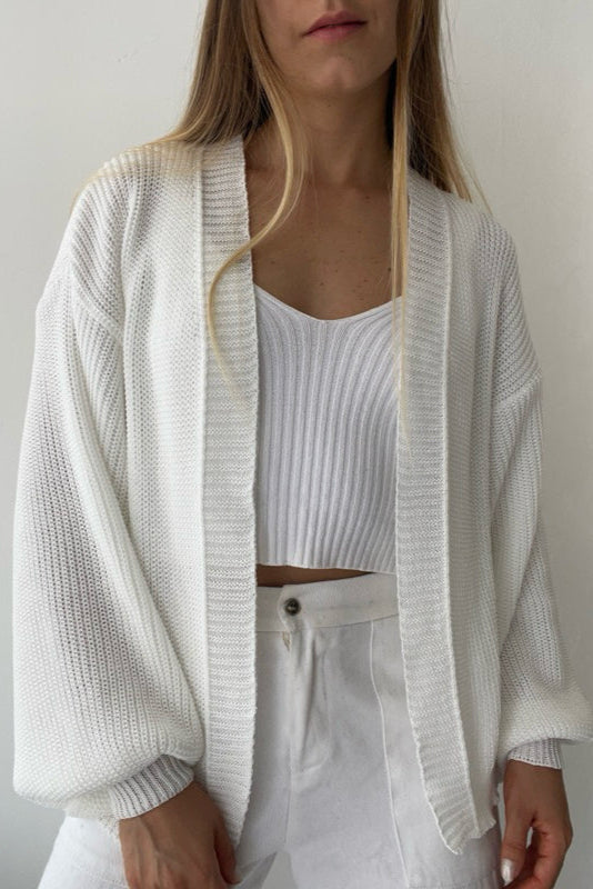Casaco de Tricot Feminino Ombro Caído