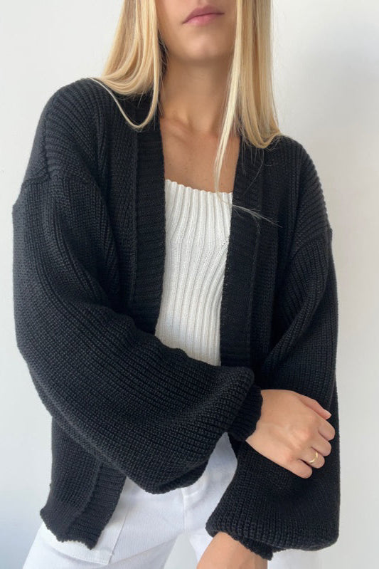 Casaco de Tricot Feminino Ombro Caído